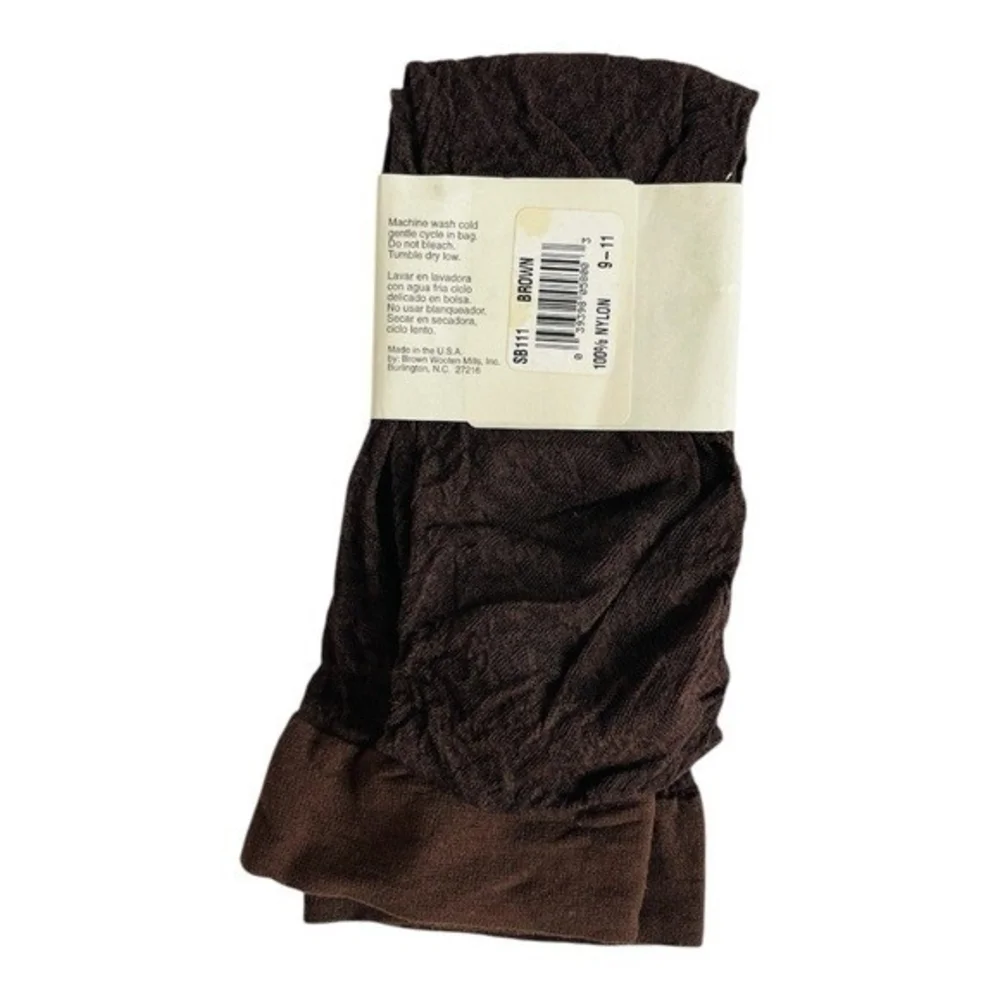 Rare Vintage SIMPLY BASIC Brown Floral Textured Trouser Socks Size 9-11 NWT